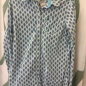 Ariat Men's Blue and Pink Geometric Shirt